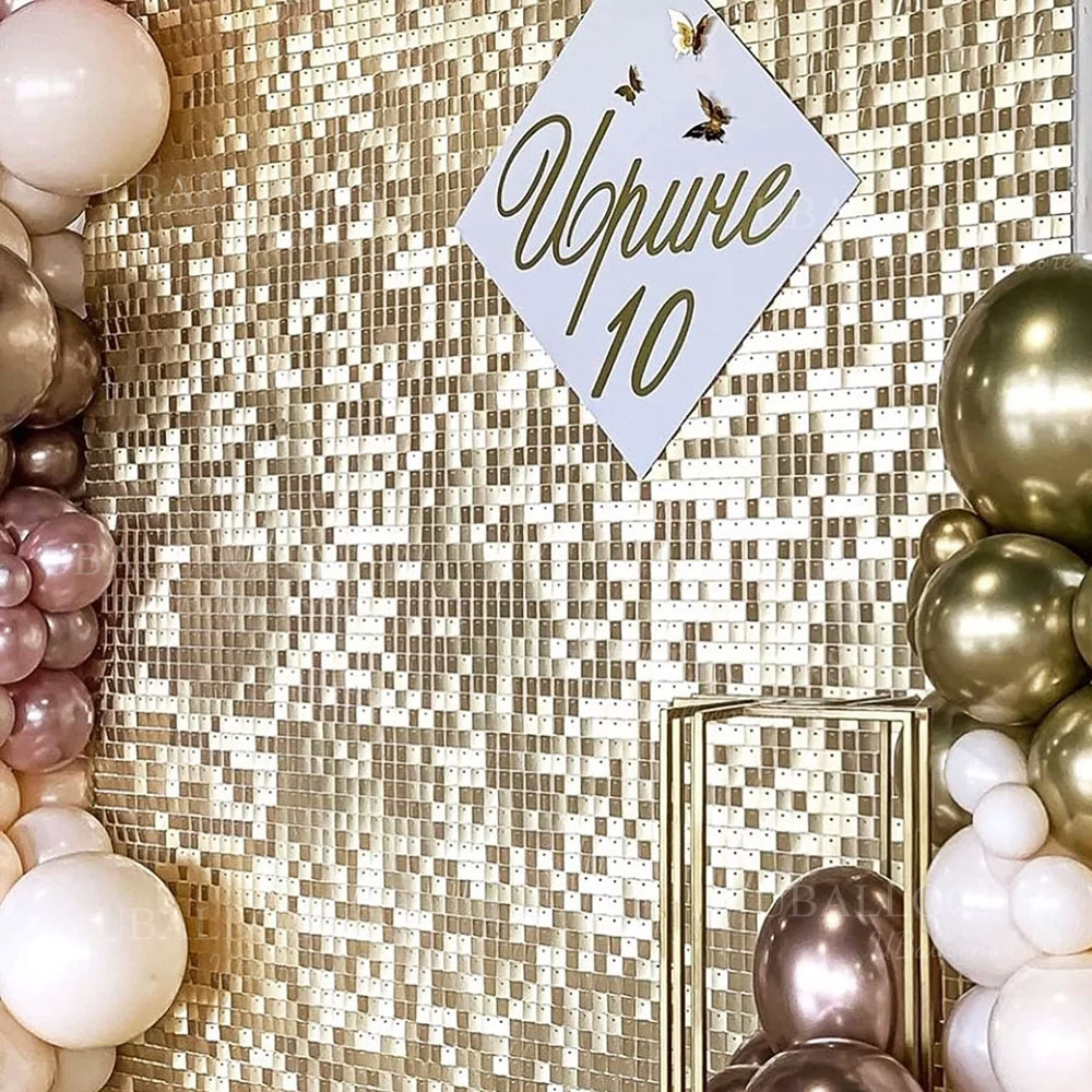 Sequin Fabric Panel - Шампанское, золото, мерцающие фоновые панели, 12/24