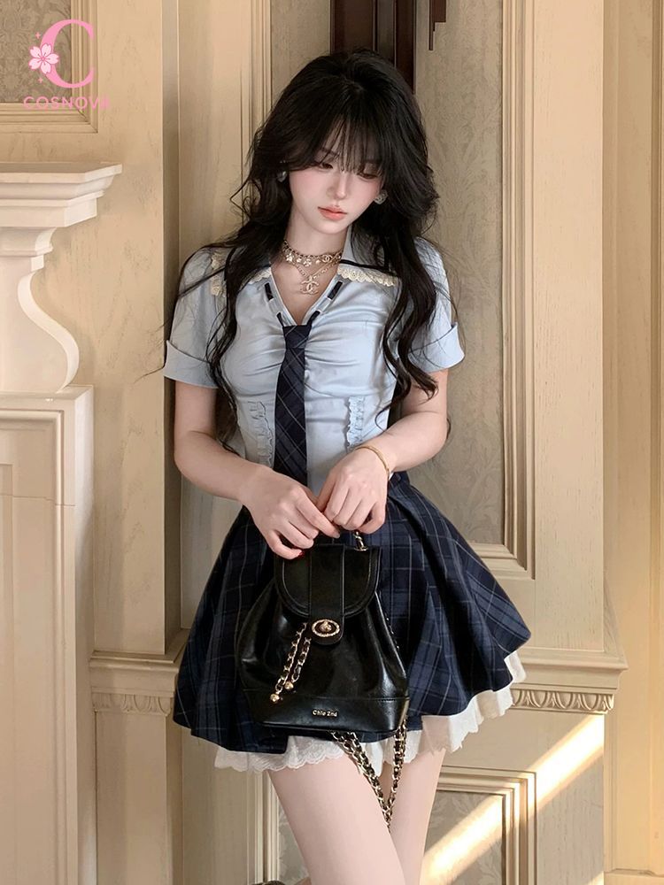 Elastic Lace Trim - Летний новый комплект в стиле преппи