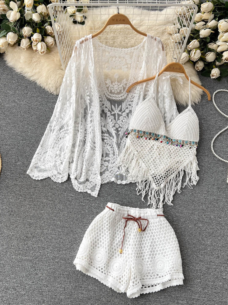 Tassel Fringe Trim - Летний новый праздничный костюм: женский кардиган