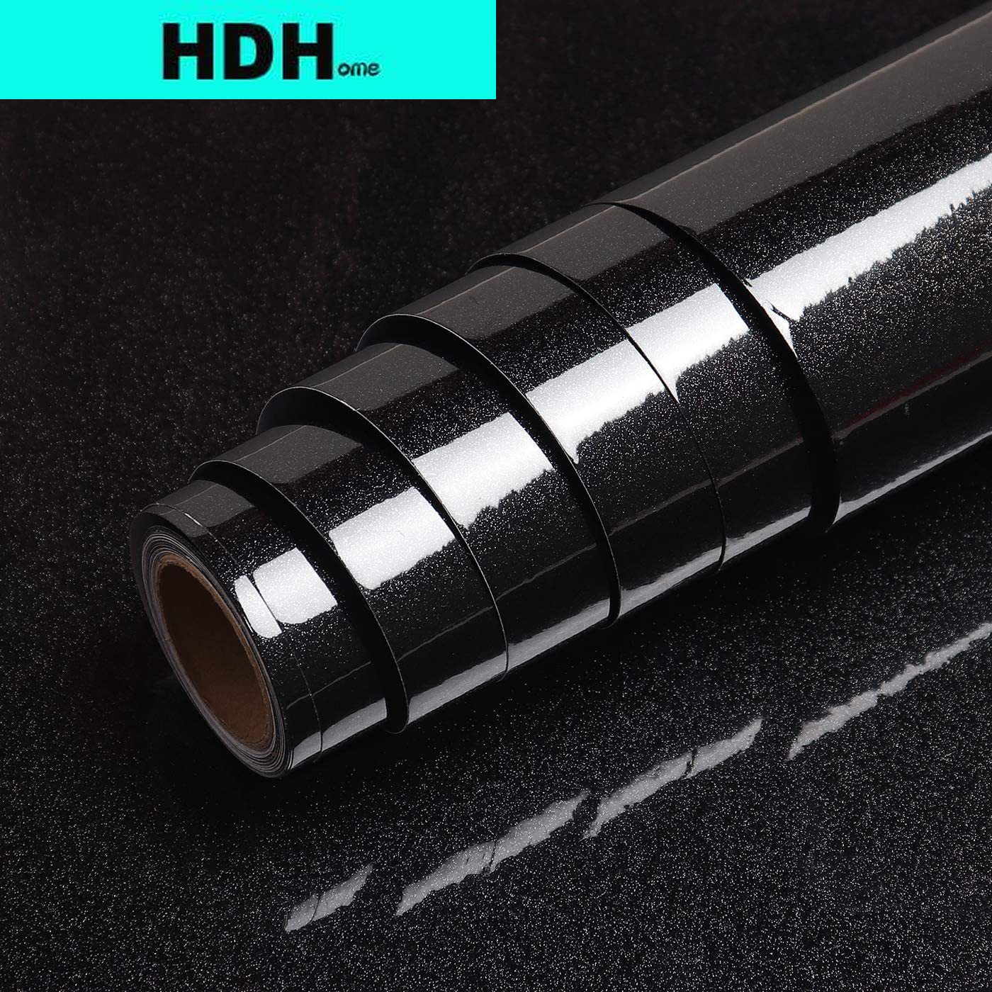 Glitter Vinyl Roll - Блестящая черная контактная бумага для столешниц,