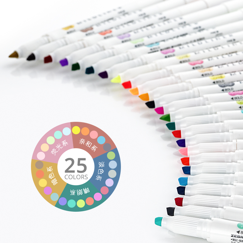 Zebra Pen Mildliner - Текстовый маркер Zebra, двусторонний, с крючком,