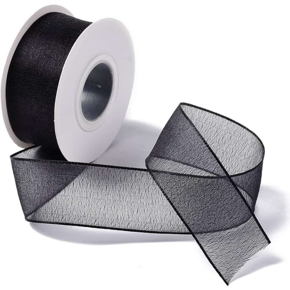 1-дюймовая черная лента из орг – обзор и цена Organza Ribbon Spool