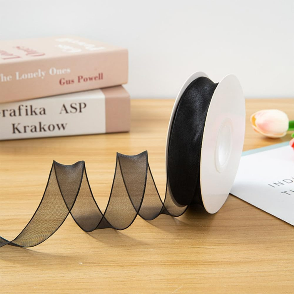 1-дюймовая черная лента из орг – обзор и цена Organza Ribbon Spool