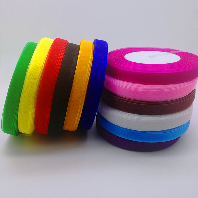 Горячая 10 мм 50 ярдов Катушка – обзор и цена Organza Ribbon Spool