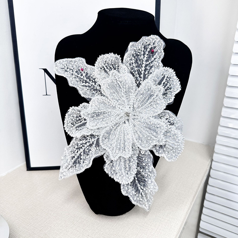 Белая кружевная аппликация с п – обзор и цена Applique Patch Flower