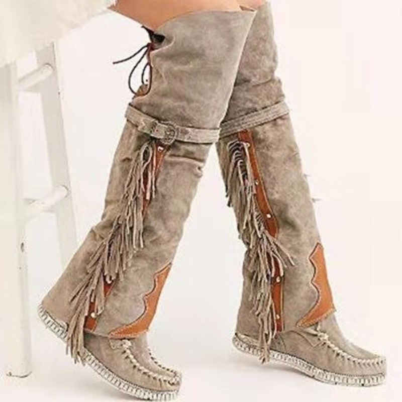 Новые женские сапоги-мокасины  – обзор и цена Tassel Fringe Trim